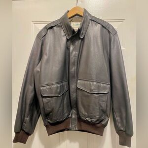 Vintage LL BEAN Made in USA Leather Bomber Jacket, Freeport Maine, Size M Men’s